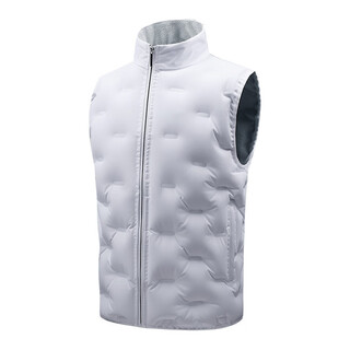New autumn and winter outdoor riding windproof and rainproof down plus velvet vest warm flow inflatable warm vest for men white m
