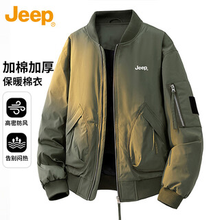 Jeep jeep cotton jacket men's winter thickened warm baseball leading trend work clothes men's military green xl