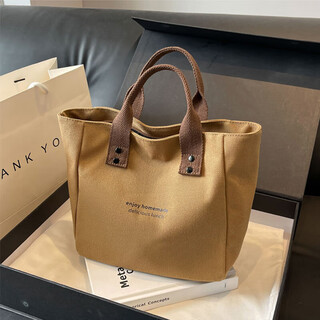 Zhenxi lunch box bag, portable canvas bag, office worker's lunch bag, lunch bag, mommy bag, commuting small bag, versatile canvas handbag, dark brown