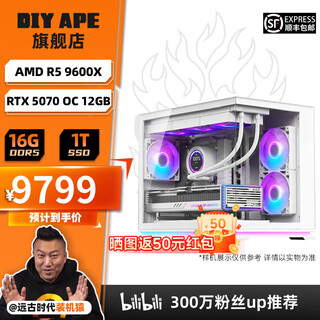Diy ape ancient era installer wanli 5060 host 14600kf/9600x e-sports game 3a live broadcast assembly computer diy sea view room design rendering desktop complete machine 6 9600x+rtx5070