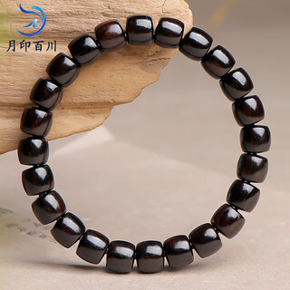 Yueyin baichuan black sandalwood bracelet high oil high density barrel bead men's and women's single circle sandalwood bracelet about 8*9mm
