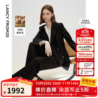Langzi pure wool high-end slim fit black professional formal temperament suit jacket 2025 spring new suit for women black m
