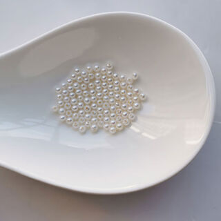 Bhiodha mini natural freshwater round 335mm particle pearl diy bracelet ring perforated pearl loose beads white 20 pieces