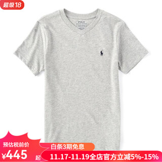 Polo ralph lauren big kids 8-20 boys children's clothing short-sleeved basic v-neck t-shirt versatile fashion henley shirt men's 20166698 andover heather l
