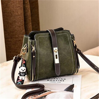 Bags women's crossbody versatile 2025 new trendy korean style shoulder bag bucket bag large capacity women's handbag army green small belt standard