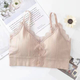 Clolv kiss ck lace vest style back-beautiful underwear one-piece push-up no rims-wrapped bust-style student girl tube top button back-beautiful pink one piece one size fits all recommended weight 80jin jin equals 0.5kg -125jin jin equals 0.5kg