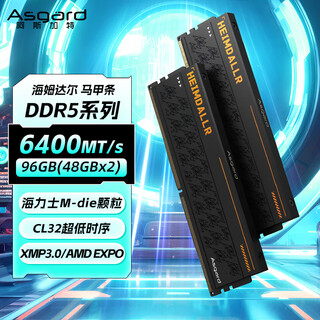 Asgard (asgard) 96gb (48gbx2) ddr5 6400 desktop memory heimdall vest strip hynix m-die cl32 black thick armor