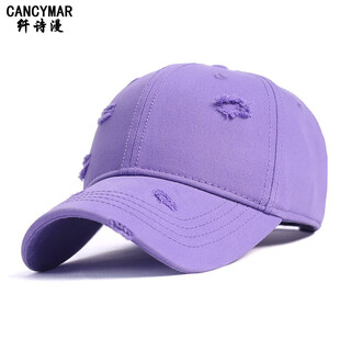 Cancymar japanese washed old hole baseball cap women's 2025 new fashion street sunshade curved brim peaked cap couple hat flagship model light purple adjustable