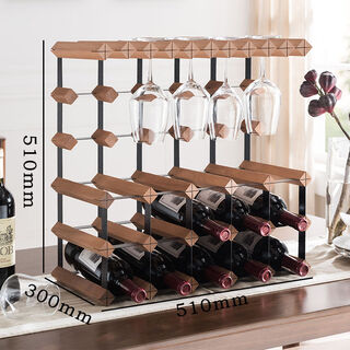 Cat wine rack solid wood wine glass rack ornament wine red wine upside down light luxury household red wine rack storage rack goblet rack 5x5 grid 300mm depth (sapele wood)
