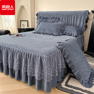 Nanjiren baby velvet bed skirt winter thickened warm mattress protector double winter plush simmons bed cover rose festival silent night gray single bed skirt 180cm*200cm