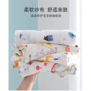 Rouyun pure cotton gauze thin newborn delivery room wrap summer baby bath towel baby soft blanket wrap sheet pure cotton gauze cute rabbit 100x110cm