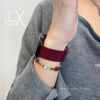 Suitable for s11 apple watch strap s10 magnetic iwatch s9 woven nylon apple watchs87654 ancora red nylon magnetic strap suitable for s10/s11 universal 42mm