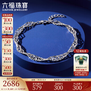 Lukfook jewelry platinum 950 water ripple platinum bracelet, price l04tbpb0023 5.20 grams (including labor cost 530 yuan)