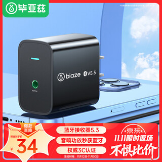 毕亚兹 蓝牙接收器5.3适配器转音箱响aux 接老式功放耳机立体声无线转接台式电脑笔记本电视机音频发射器