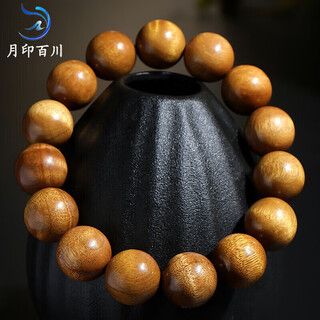 Yueyin baichuan golden phoebe bracelet for men and women high density buddha beads rosary beads and play bracelet about 15mm