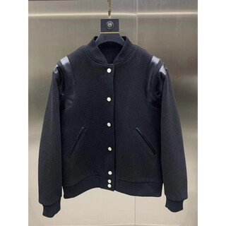 Romon black short woolen baseball jacket men's winter warm padded jacket handsome leather jacket cotton jacket black l