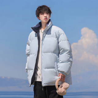 Vuug cotton coat men's versatile stand collar trendy brand cotton coat casual american korean style fashion cotton jacket moonlight blue s