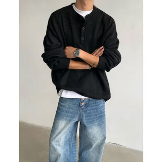 Jingyan selects henry collar sweater men's winter american cleanfit long-sleeved men's inner autumn and winter sweater black m m95 to 115 jin jin is equal to 0.5 kg and can be worn