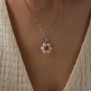 Zunding pearl-s925 silver seawater pearl chinese south pearl white pearl pendant (including chain) 5-6mm white