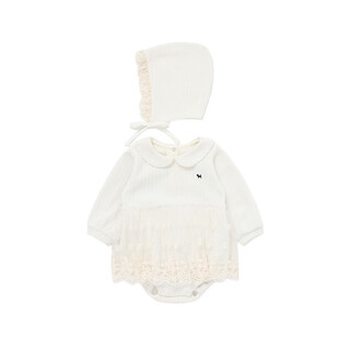 Bluedog blue dog 25fw autumn newborn triangle clothes soft solid color romper lace skirt skin-friendly jumpsuit white 73cm