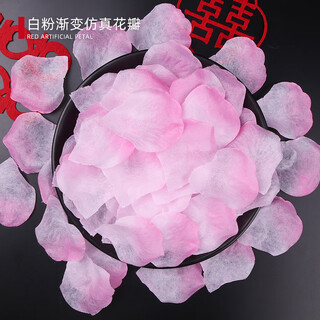 Xikile simulated petals, fake rose petals, wedding confession, hand-spreading flowers, decoration, wedding ceremony, wedding room, romantic room decoration, pink and white gradient petals, 1200 pieces (non-woven model)