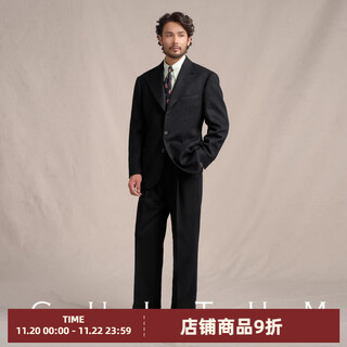 Cultum 1930s wool twill fabric cultum autumn and winter thickened easy-care peaked lapel suit for men black twill three-piece suit 54 b