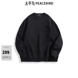 Peacebird men's shopping mall same style round neck spliced sweatshirt spring new embroidered top b1crf1424 black 1 l