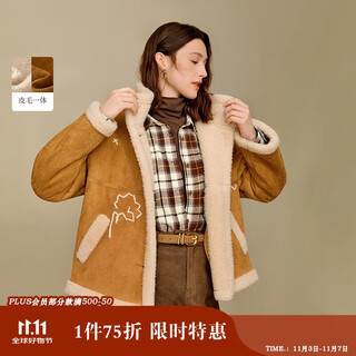 Inman retro fur one-piece sherpa jacket 2025 winter women's new warm top light khaki l