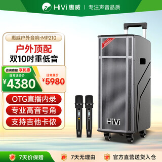 Hivi dual 10-inch stage-level outdoor karaoke square dance audio portable trolley smart audio performance instrument speaker subwoofer dual microphone mp210