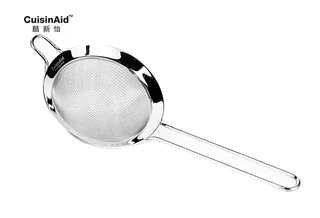 Yusenyi flour xinyi japanese-style overall 304 stainless steel handheld tea set cool sieving thickened 30 mesh sieve powdered sugar sieve 14cm large sieve