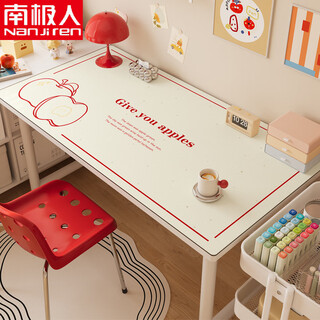 Nanjiren children's desk mat student computer study desk waterproof and oil-proof tablecloth desktop protection pad office countertop mat upgraded anti-slip leather-english letter apple upgraded thickening丨calf leather texture double 80*160cm save worry and effort