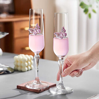2 green apple embossed butterfly champagne glasses, a pair of beautiful goblets, red wine glasses, chinese valentine's day engagement gift wine glasses