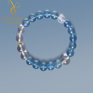 Yogurt 18k gold natural brazilian aquamarine bracelet women's ice devil blue bracelet hand decoration gift beads 8mm