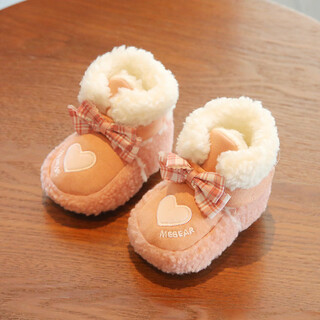 Skonwat baby cotton shoes, winter soft-soled baby shoes and socks, warm, thickened and velvet newborn shoes, anti-falling, 0-1 years and 12 months, fb-540 pink 11, inner length 10cm (0-3 months)