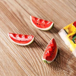 Qinkai ceramic fruit chopstick holder/creative shape chopstick holder/watermelon tomato spoon and fork chopstick holder red watermelon chopstick holder 3 pieces