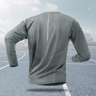 Blvb sports t-shirt men's running training quick-drying long-sleeved fitness clothes autumn outdoor loose cycling mountaineering sun protection top avocado green quick-drying breathable m