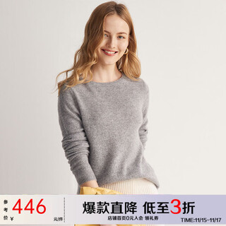 Paluopo autumn and winter round neck hot diamond women's cashmere sweater pullover warm knitted sweater light gray m 100