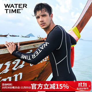 Watertime/水川 wetsuit surfing suit men's jellyfish clothing winter swimming warm men's swimsuit one-piece long-sleeved swimming equipment men's black l