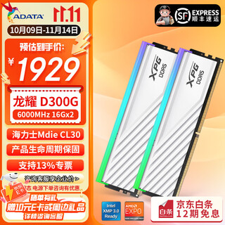 Adata 32g (16g*2) set 6000 frequency ddr5 desktop memory bar longyao d300g rgb light bar c30 timing hynix mdie particle ai computer accessories c30/mdie d300g 6000 white light bar 3