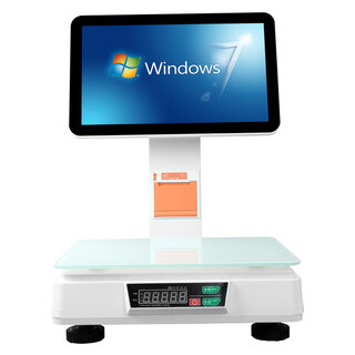 Zhiluo weighing and cashier all-in-one fresh food supermarket convenience store cooked food retail printing touch dual screen code scanning cashier system single screen white