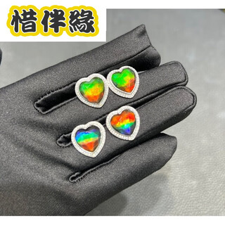 Xibanyuan canadian ammolite stone two-color and three-color ammonite earrings 12mm three colors