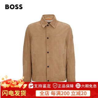 BOSS男士2024夏季新款常规版型休闲夹克皮衣 246-棕色 48