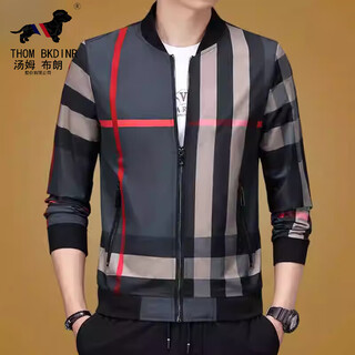 Thom bkdinr tom luxury brand men's plaid jacket high-end baseball collar business casual fashion european station short jacket men 8869 gray xl 125-140jin jin equals 0.5 kg