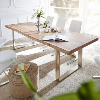 Fantasy nordic solid wood conference table long table simple modern dining table home reception negotiation table office desk and chair combination length 300*width 120*height 75 wooden boards 8 cm