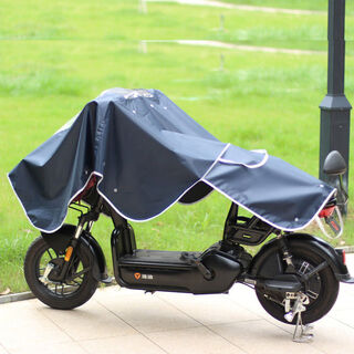 Electric vehicle cover, rain-proof, sun-proof, sun-proof, rain-proof and wind-proof, quilt cover, motorcycle bicycle battery car rain-proof cover, special for mirrorless models, navy blue, no zipper, straps on the handlebars