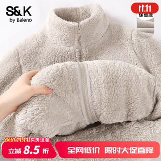 Baleno s&k series jacket women's cardigan top 2025 winter new style shu cotton velvet warmth heavyweight fashion long sleeve 2 gray#solid color soft skin-friendly m