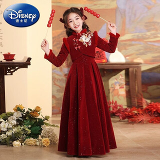 Disney (disney) girls new chinese style princess dress winter 2026 new year of the horse new year clothes children new year festive clothes red 150 chinese style new year clothes