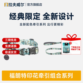 Lovewell set new front printed medium and large small dog pet dog leash collar set sage s-small