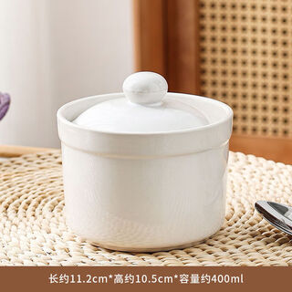 Tuojin japan imported high-quality earthenware pot simmering soup stew pot household commercial water-proof stew steamed egg stew pot for one person with lid shaxian small 1 straight white stew pot (400ml)