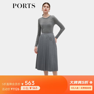 Ports women's new autumn and winter skirt ll9s008nwf013 gray m (6)